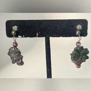 Elegant Green and Brown Leaf Earrings